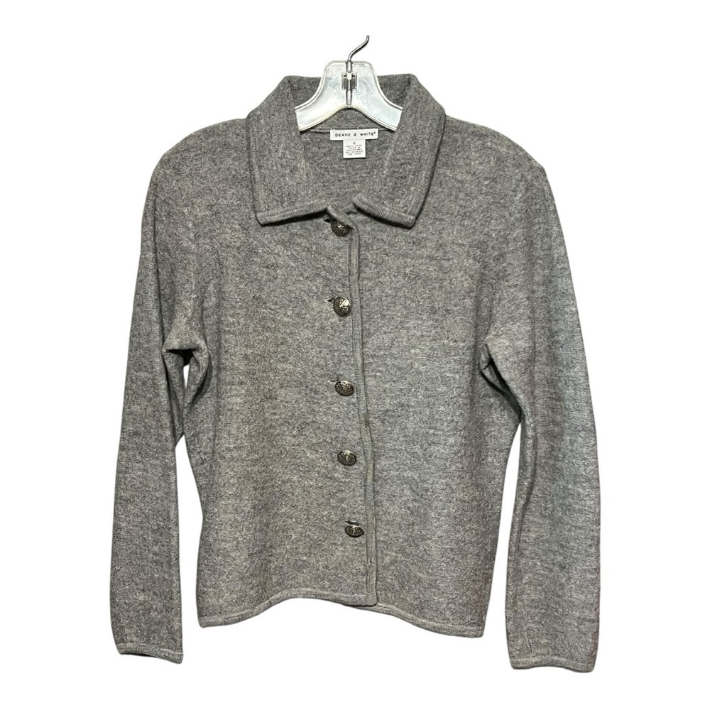 Deane & White Vintage Gray Wool Knit Jacket | Button Front | Small
